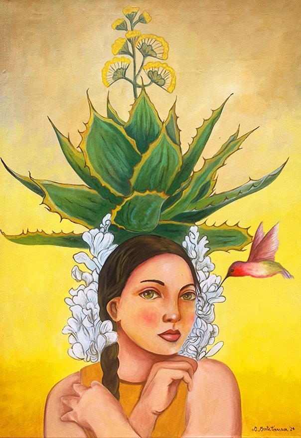 Chica Cactus con Colibri