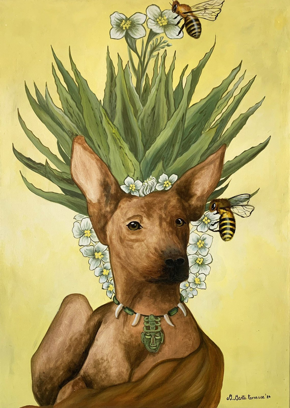 Perro con abejas